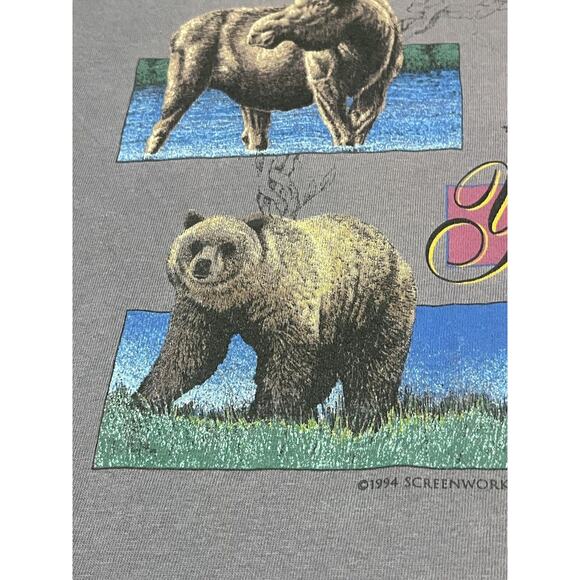 Vintage 1994 Yellowstone T Shirt Unisex Mens M 40” Moose Elk Bear Wolf Eagle - Picture 12 of 16